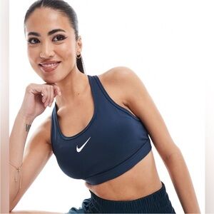 Nike Swoosh Med Support Padded Racerback Women’s Armory Navy Sports Bra Medium